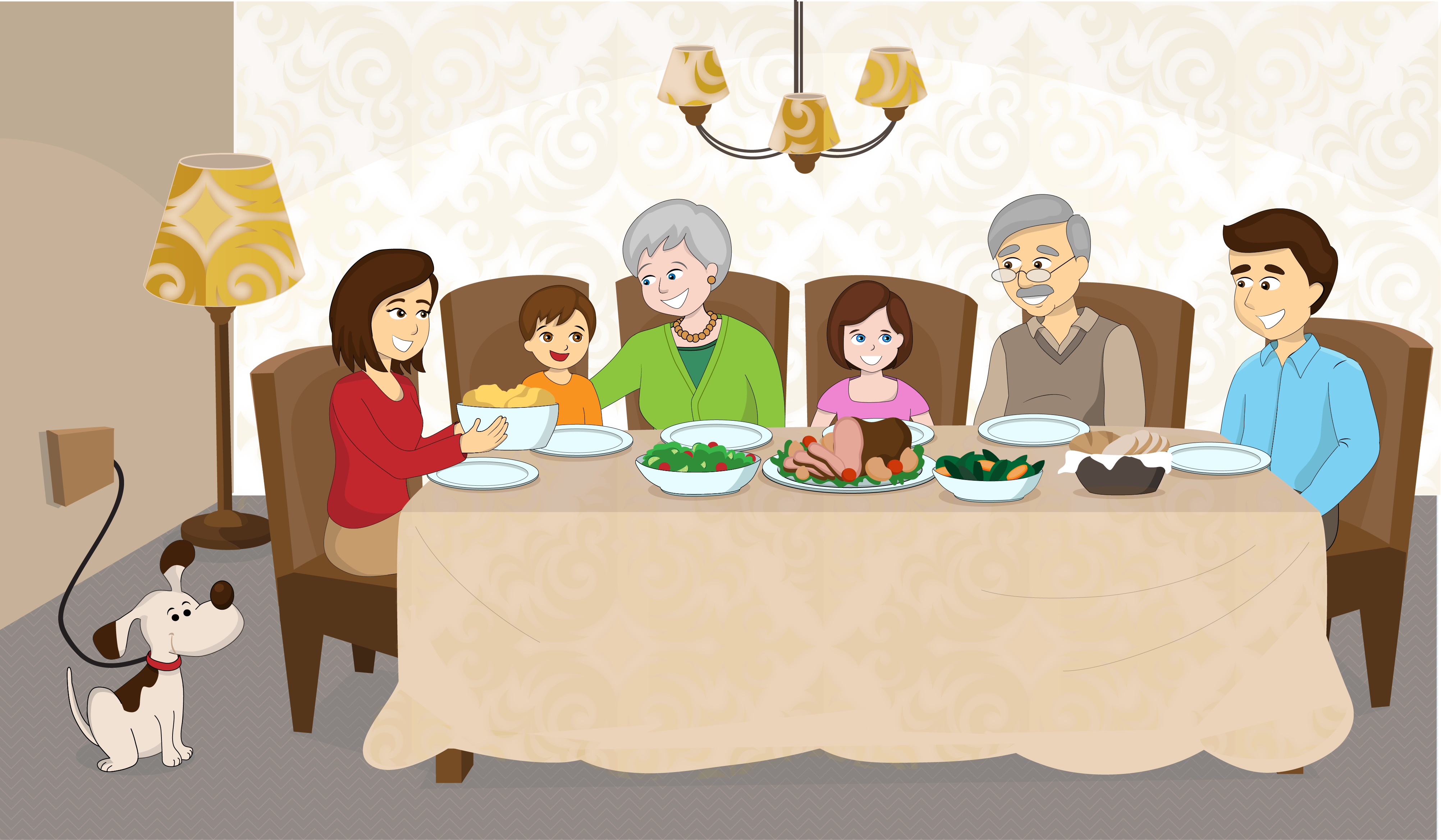 Семья за столом. Семья за круглым столом. Семья за столом вектор. Семья за столом иллюстрация.